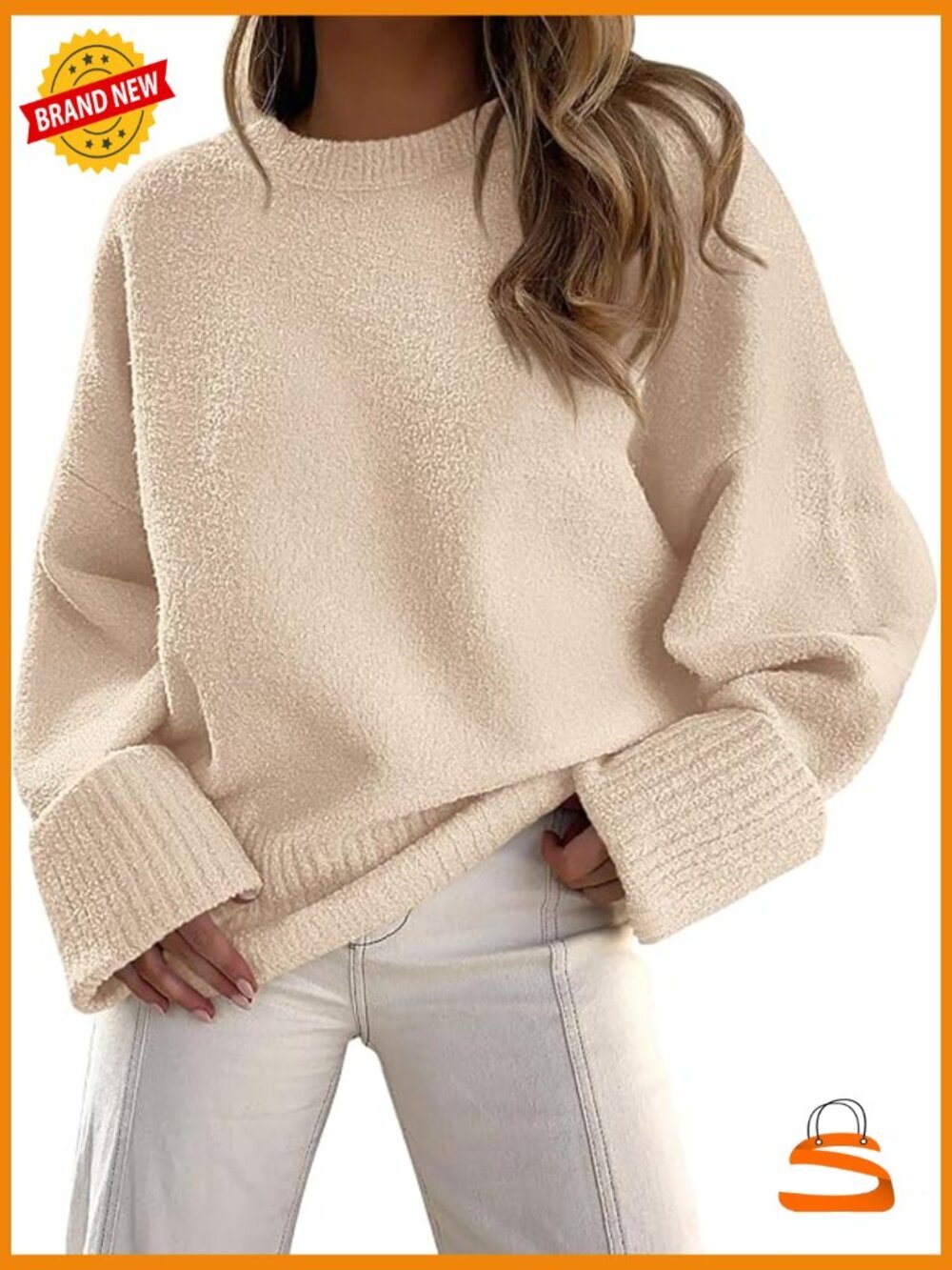 Crewneck Pullover Oversized Chunky Knit Long Sleeve Sweater
